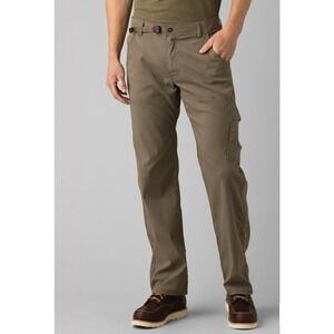 Prana Stretch Zion Pants Mens 36x33 Belted Cargo Performance Hiking Khaki Tan